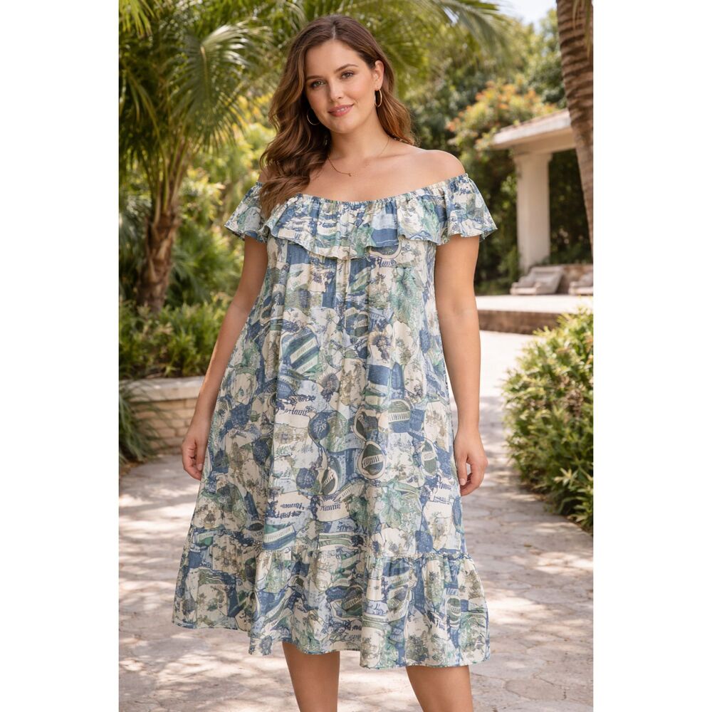 Vintage Hawaiian Original Tropical Luau Muu Muu Tired Vacation Dress Size XL
